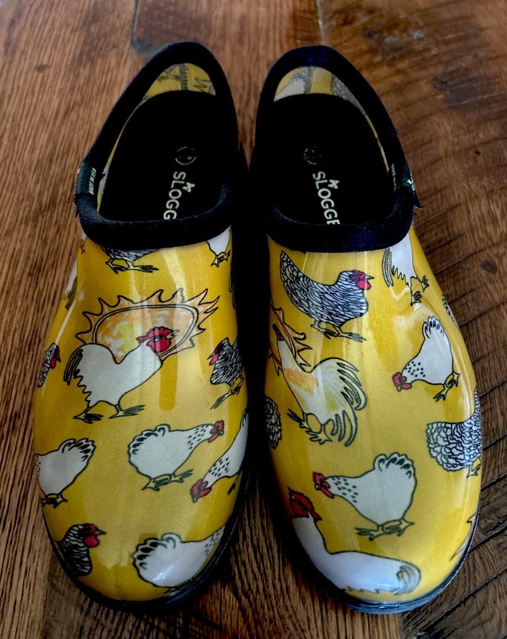 Sloggers Rain Garden Shoes Women Yellow Chicken Print Waterproof Slip On Size 9
